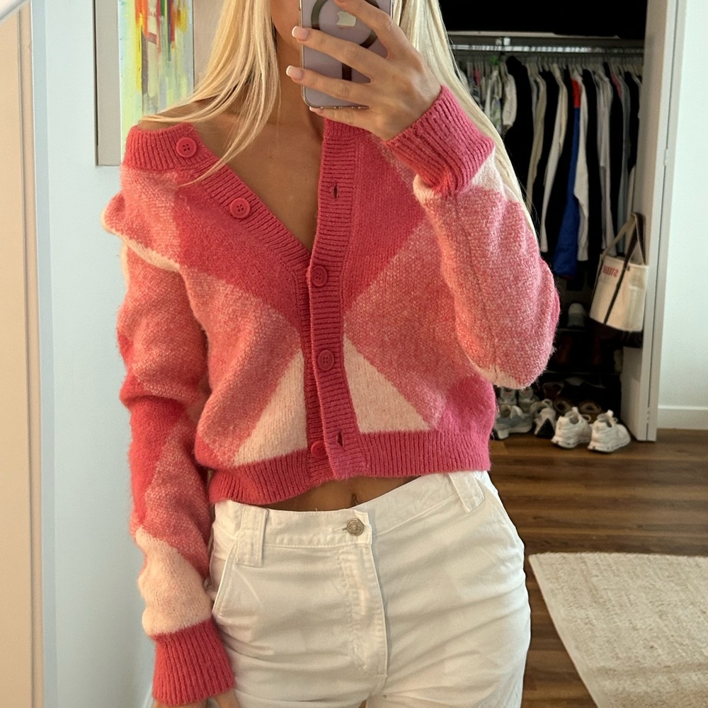 Zara Pink Plaid Sweater